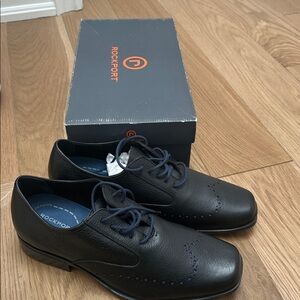 Rockport Black Leather Oxford with Navy Accents